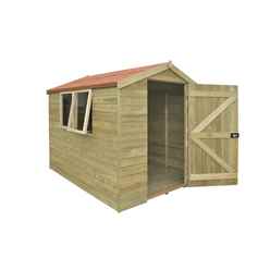 8ft X 6ft (2.48m X 1.96m) Pressure Treated Apex Tongue And Groove Shed With Single Door And 2 Opening Windows