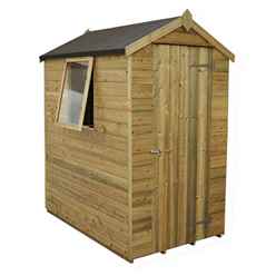 6ft X 4ft (1.9m X 1.3m) Pressure Treated Tongue And Groove Apex Shed With Single Door And 1 Window