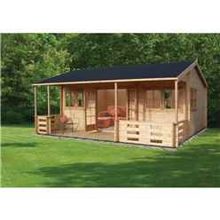 5.39m x 5.90m Log Cabin Including Pressure Treated Decking - 44mm Wall Thickness
