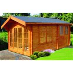 3.59m X 4.49m Log Cabin With 2 Rooms - 28mm Wall Thickness