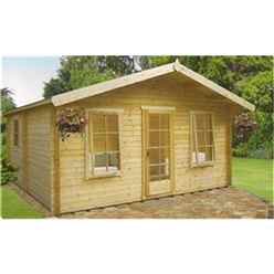 4.49m X 4.49m Log Cabin With 3 Windows - 44mm Wall Thickness