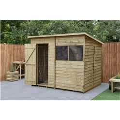 8ft X 6ft (2.4m X 1.9m) Pressure Treated Overlap Pent Shed With Single Door And 2 Windows - Modular (core)