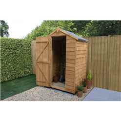 INSTALLED 3ft x 4ft (0.9m x 1.3m) Windowless Overlap Apex Shed With Single Door - Modular - INSTALLATION INCLUDED - CORE