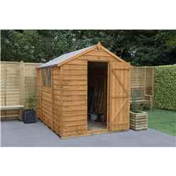 Installed 8ft X 6ft (2.4m X 1.9m) Single Door Overlap Apex Wooden Garden Shed With Single Door And 2 Windows - Modular - Installation Included - Core