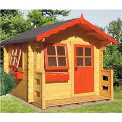 6ft x 7ft (1.69m x 1.79m) - Salcey Playhouse - 28mm Logs to Walls - 2 Opening Windows - Single Door - Apex Roof 