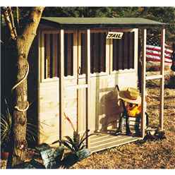 6ft x 4ft (1.79m x 1.19m) - Jail House Playhouse - 12mm Tongue and Groove - 2 Windows - Single Door - Pent Roof 
