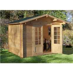 2.2m x 2.2m Compact Log Cabin with Double Doors (28mm Wall Thickness) **Includes Free Shingles**