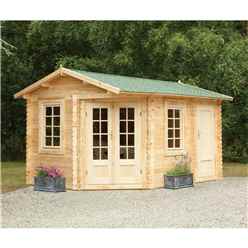 4m X 2.8m Corner Log Cabin With Separate Storage Area (door On Left) (34mm Wall Thickness) **includes Free Shingles**