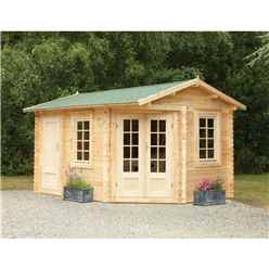 4m X 2.8m Corner Log Cabin With Separate Storage Area (door On Right) (34mm Wall Thickness) **includes Free Shingles**