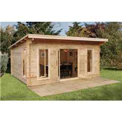 5m X 4m Log Cabin With A Pent Roof And Full Length Double Glazed Windows (44mm Wall Thickness) **includes Free Shingles**