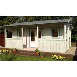 5m X 4m Log Cabin With Integral Veranda And Double Glazing (44mm Wall Thickness) **includes Free Shingles**