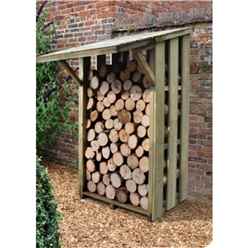 3.7ft X 3.8ft (115cm X 117cm) Small Pressure Treated Log Store - With Folding Roof