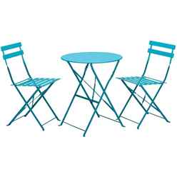 **discontinued 10/04/2020** 2 Seater Blue Folding Padstow Bistro Set - Free Next Working Day Delivery (mon-Fri)