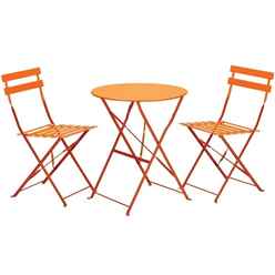 **discontinued 10/04/2020** 2 Seater Orange Folding Padstow Bistro Set - Free Next Working Day Delivery (mon-Fri)