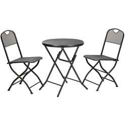 **discontinued 10/04/2020** 2 Seater Graphite Grey Folding Cafe Espresso Bistro Set - Free Next Working Day Delivery (mon-Fri)