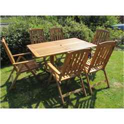 6 Seater Henley Rectangular Dining Set With 6 Manhattan Recliner Chairs - Free Next Working Day Delivery (mon-Fri)