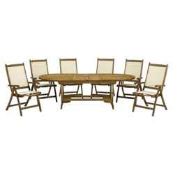 6 Seater Edinburgh Dining Set With Edinburgh Extension Table V Leg With 6 Henley Recliner Chairs - Free Next Working Day Delivery (mon-Fri)