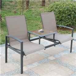 **oos** 2 Seater - Taupe Companion Seat - Anthracite Frame & Textylene - Free Next Working Day Delivery (mon-Fri)