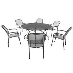 **oos Until December**  6 Seater Rg Carlo Round Dining Set - 150cm Round Table With 6 Stacking Carlo Chairs