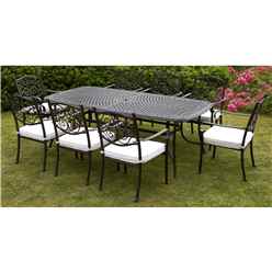 **oos** 8 Seater Versailles Rectangular Set - 214cm X 108cm Rectangular Table With 8 Stacking Chairs Incl. Cushion - Free Next Working Day Delivery (mon-Fri)