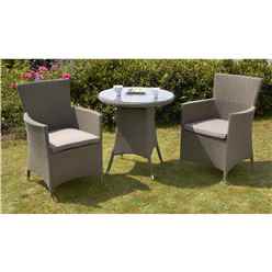 **oos** 2 Seater Marlow Bistro Set - 70cm Glass Top Table With 2 Carver Chairs Incl. Cushion