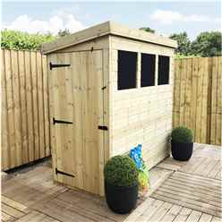 6ft X 3ft Pressure Treated Tongue And Groove Pent Shed With 3 Windows And Side Door + Safety Toughened Glass