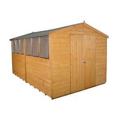 12ft X 8ft (3.7m X 2.5m) Shiplap Dip Treated Apex Shed With Double Doors And 6 Windows