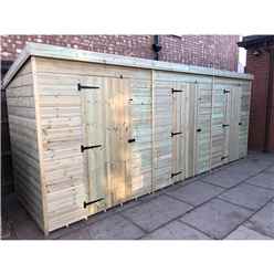 Bespoke 16ft X 4ft Premier Pressure Treated Tongue And Groove Pent Storage Shed - 3 Separate Units With Internal Walls