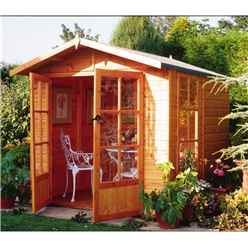 INSTALLED 7ft x 7ft (2.05m x 1.98m) - Premier Wooden Summerhouse - Double Doors - 12mm T&G Walls - Floor - Roof INSTALLATION INCLUDED