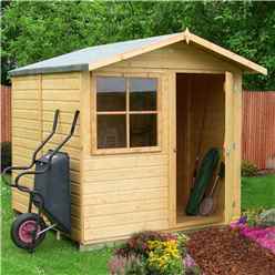 Installed - 7ft X 7ft (2.05m X 1.98m) - Tongue & Groove Apex Garden Shed - 1 Window - Single Door - 12mm Tongue And Groove Floor Installation Included