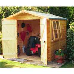 INSTALLED - 7ft x 7ft (2.05m x 2.05m)  Stowe Tongue & Groove - Apex Garden Shed / Workshop 1 Opening Window - Double Doors - 12mm Tongue and Groove Floor INSTALLATION INCLUDED