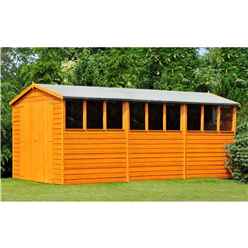 Installed 15ft X 10ft (4.52m X 2.99m) - Dip Treated Overlap - Apex Wooden Garden Shed - 9 Windows - Double Doors - 10mm Solid Osb Floor Installation Included