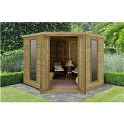 Installed Arlington Premium Tongue & Groove 8ft X 8ft Corner Summerhouse (3.46m X 2.80m) - Installation Included - Core (bs)