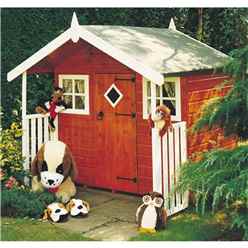 6ft x 4ft (1.78m x 1.72m) - Wooden Hobby Playhouse - 12mm Tongue & Groove - 2 Fixed Windows - Single Door - Apex Roof 