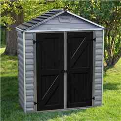 OUT OF STOCK 3ft x 6ft (0.90m x 1.85m) Double Door Apex Plastic Shed with Skylight Roofing