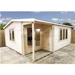 Installed 6m X 5m Premier Home Office Apex Log Cabin (single Glazing) - Free Floor & Felt (70mm) (showsite) - Installation Included