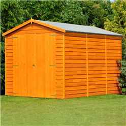 Installed 10ft X 8ft (2.99m X 2.39m)  Windowless Dip Treated Overlap Apex Garden Shed With Double Doors Installation Included