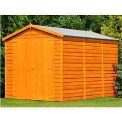 Installed 12ft X 6ft  (3.59m X 1.82m) - Dip Treated Overlap - Apex Garden Shed - Windowless - Double Doors - 10mm Solid Osb Floor Installation Included