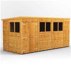 14ft x 6ft Premium Tongue and Groove Pent Shed - Double Doors - 6 Windows - 12mm Tongue and Groove Floor and Roof