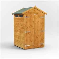 4ft x 4ft Security Tongue and Groove Apex Shed - Double Doors - 2 Windows - 12mm Tongue and Groove Floor and Roof