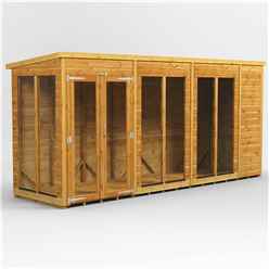 14ft X 4ft Premium Tongue And Groove Pent Summerhouse - Double Doors - 12mm Tongue And Groove Floor And Roof