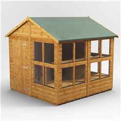 8ft x 8ft Premium Tongue and Groove Apex Potting Shed - Single Door - 12 Windows - 12mm Tongue and Groove Floor and Roof
