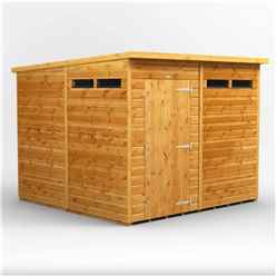 8ft x 8ft Security Tongue and Groove Pent Shed - Single Door - 4 Windows - 12mm Tongue and Groove Floor and Roof