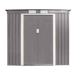 6ft x 4ft (2.01m x 1.21m) Double Door Metal Pent Shed - Light Grey 