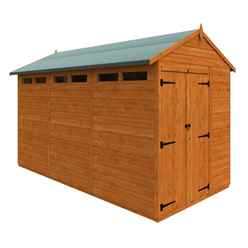 12ft X 6ft Tongue And Groove Double Doors Security Shed (12mm Tongue And Groove Floor And Apex Roof)
