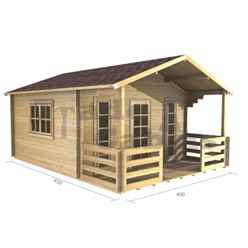 4m X 3m Premier Madrid Log Cabin - Double Glazing - 34mm Wall Thickness