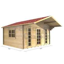 4m X 3m Premier Geneva Log Cabin - Double Glazing - 34mm Wall Thickness