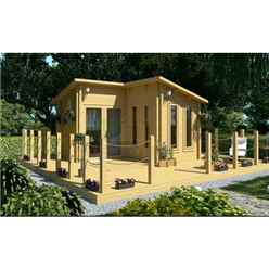 4m X 4m Premier Espace Log Cabin - Double Glazing - 34mm Wall Thickness