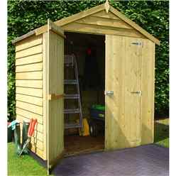 4ft x 6ft (1.19m x 1.79m) - Pressure Treated Overlap - Apex Garden Shed - Windowless - Double Doors