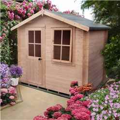 2m x 2m Premier Log Cabin With Half Glazed Single Door - Opening Window + Free Floor & Felt (19mm)